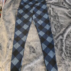 LuLaRoe Blue and Black Argyle Leggings